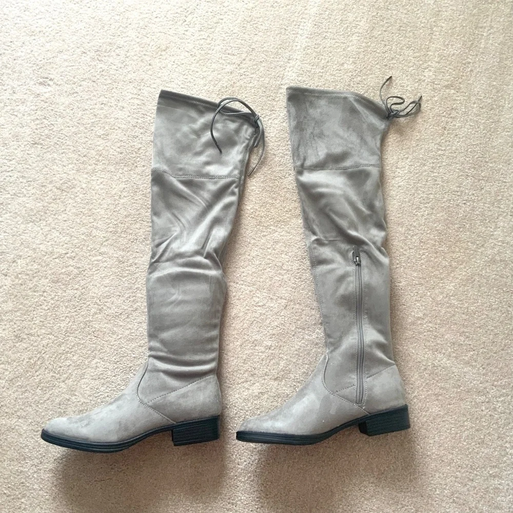 Circus by Sam Edelman Peyton Over the Knee Boots Block Heel Gray High Boots 7.5